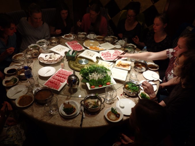 hotpot - you put raw veggies and meets in a boiling pot of broth