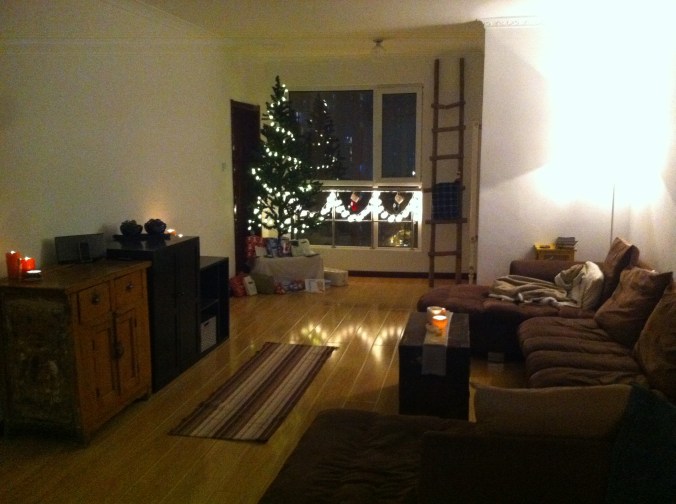 We borrowed a Christmas tree from a friend who is gone this Christmas and we ordered the Christmas lights online! It's the little things :)