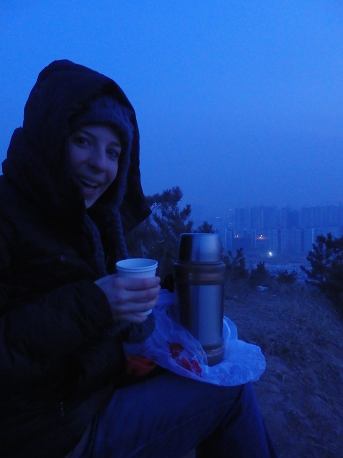 we brought a thermos filled with Starbucks coffee...the greatest gift we received from the states :)