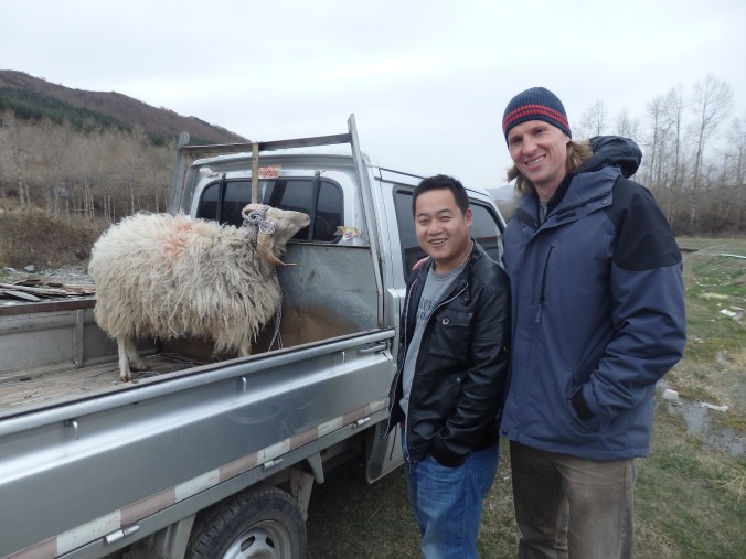 The goat pictured behind my buddy and I, is the goat we would be cooking up :)