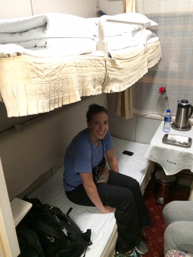 Here is a picture of our bunk beds. You can see the legs of our "roommates" in the picture.